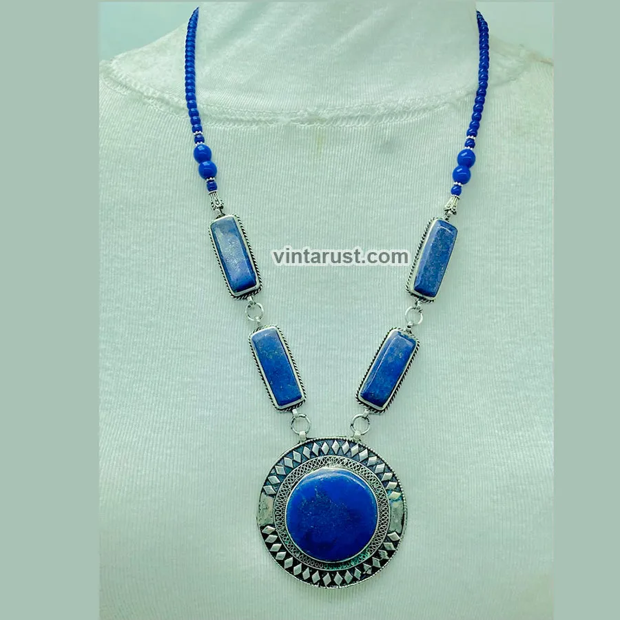 Blue Lapis Lazuli Pendant Necklace,