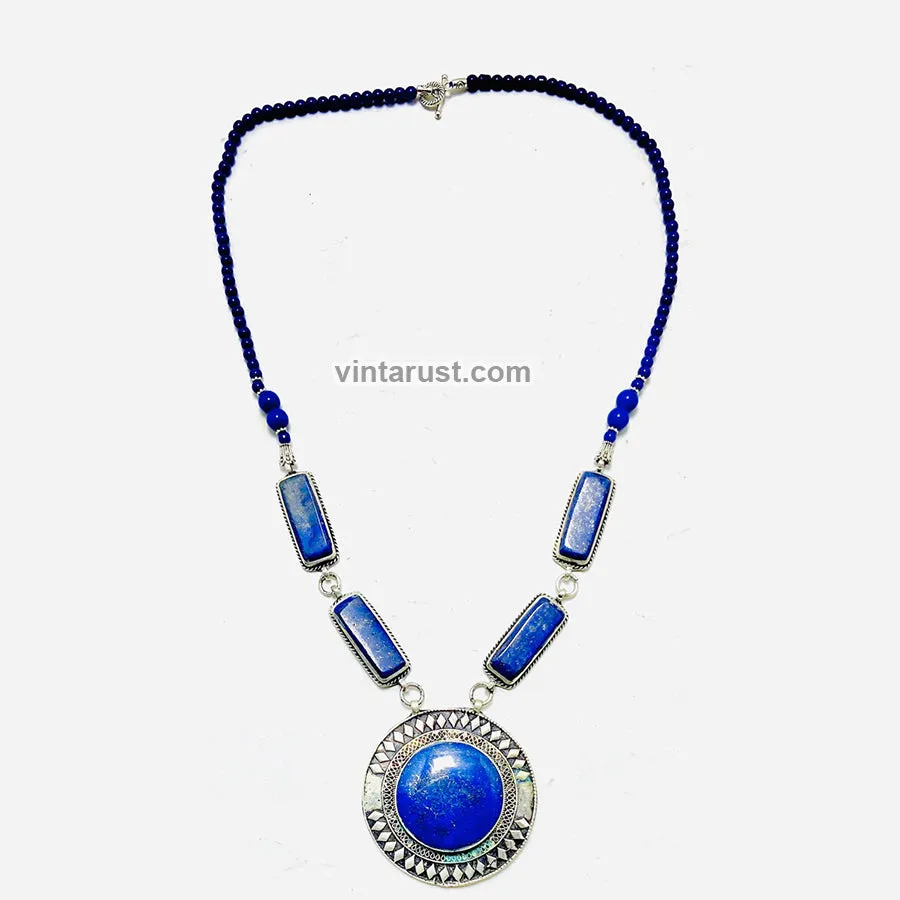 Blue Lapis Lazuli Pendant Necklace,