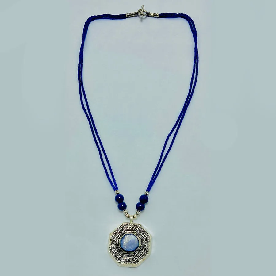 Blue Lapis Lazuli Stone Pendant Necklace,