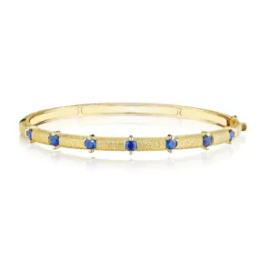 Blue Sapphire Antique Amulet Round Station Bangle