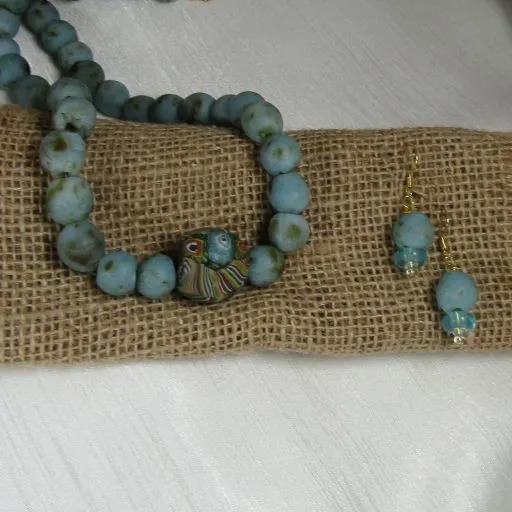 Bold Turquoise Artisan Necklace & Earrings