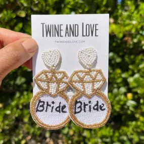 Bride Heart Beaded Earrings