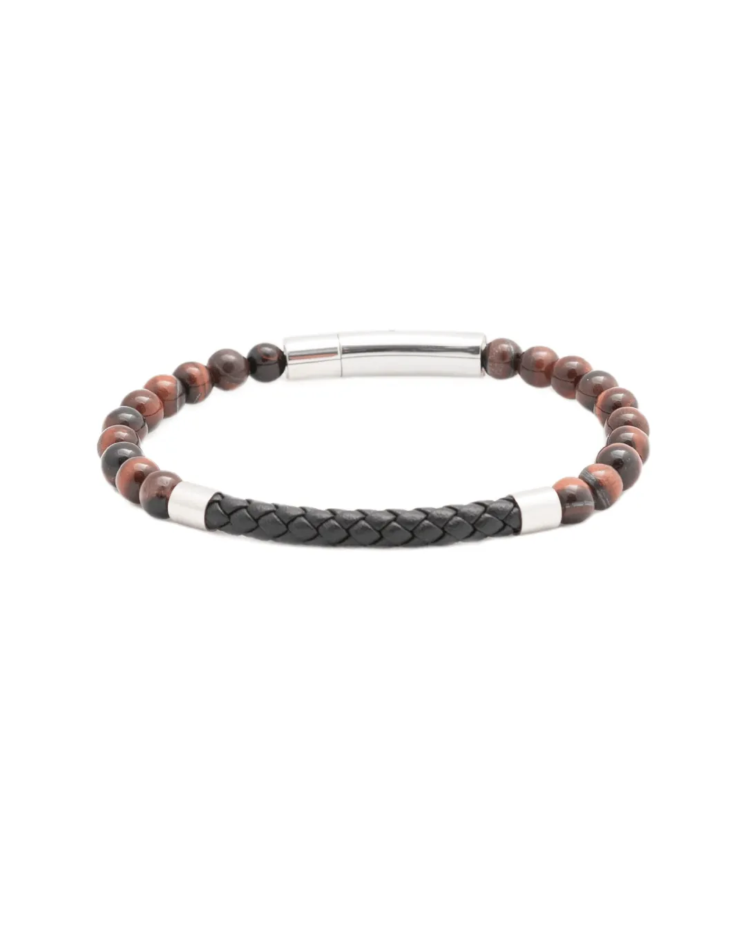 Brown Leather & Gemstone Bead Bracelet