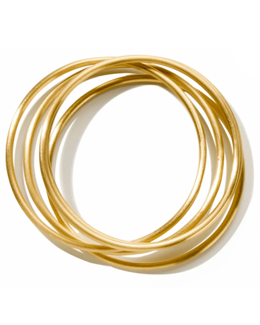 Brushed Gold Skinny Bangle Set