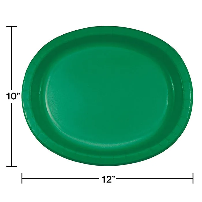 Bulk Emerald Green Sturdy Style Paper Oval Platters (96 per Case)