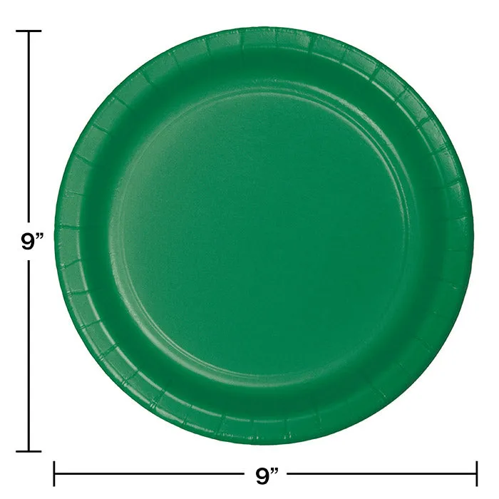 Bulk Emerald Green Value Friendly 8.75 inch Paper Dinner Plates (96 per Case)