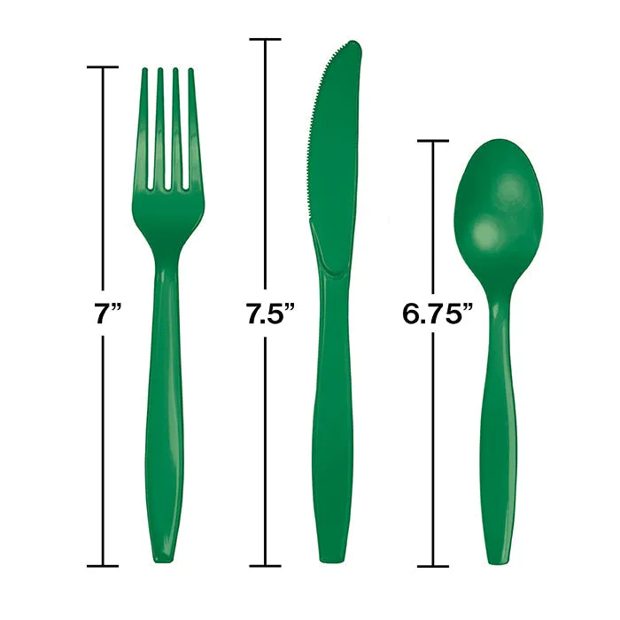 Bulk Emerald Green Value Friendly Assorted Plastic Cutlery (216 per Case)