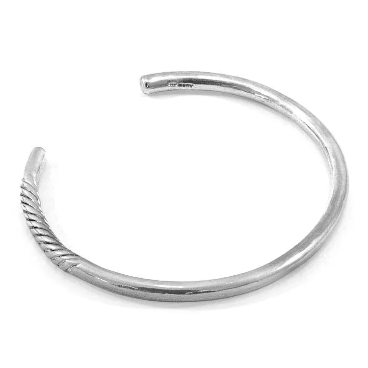 BYRON QUARTER ROPE WAYFARER SILVER BANGLE