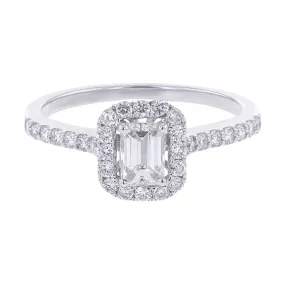 Carly Emerald Cut Halo 3/4ct Ready for Love Diamond Engagement Ring