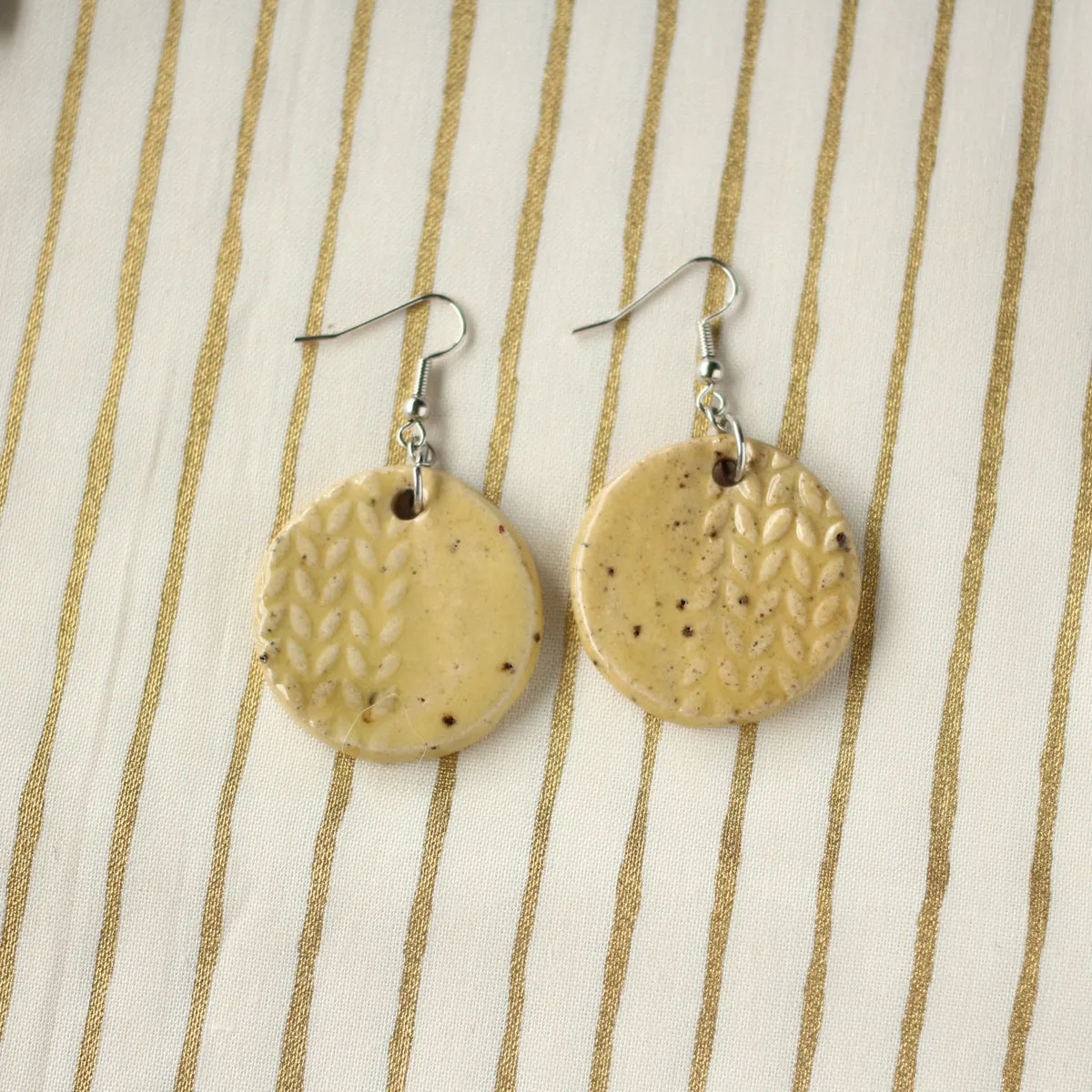 Ceramic Knit Stitch Earrings - Medium | Handmade