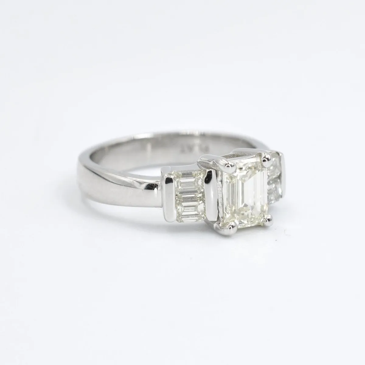 Certified 1.60CT Emerald Cut Diamond Engagement Ring in Platinum