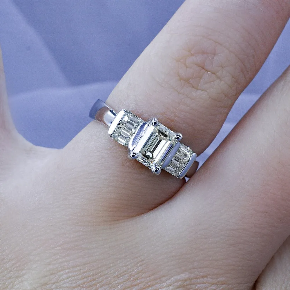 Certified 1.60CT Emerald Cut Diamond Engagement Ring in Platinum