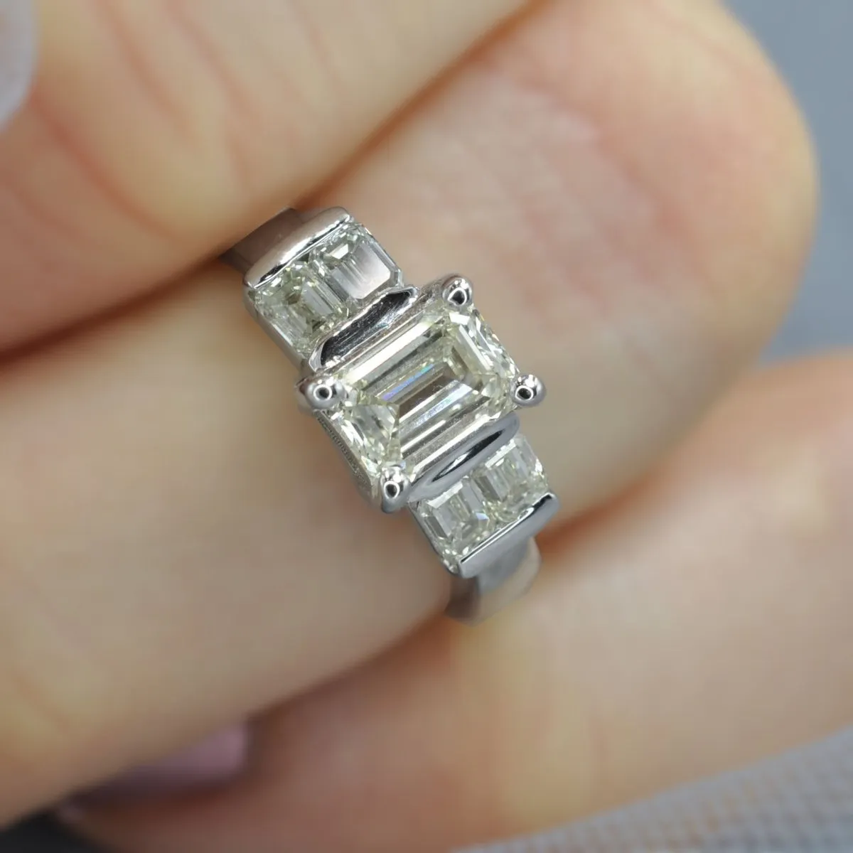 Certified 1.60CT Emerald Cut Diamond Engagement Ring in Platinum