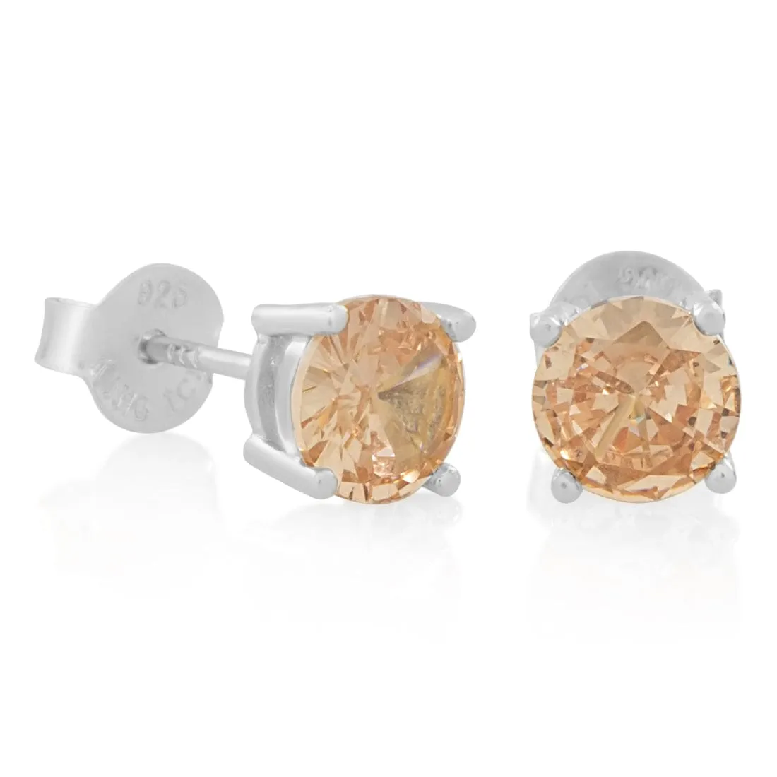 Champagne Brilliant-Cut Stud Earrings