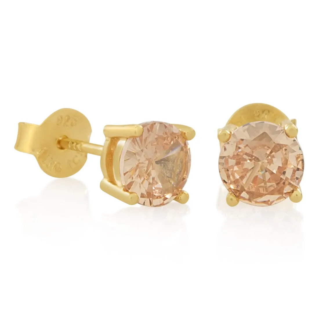 Champagne Brilliant-Cut Stud Earrings