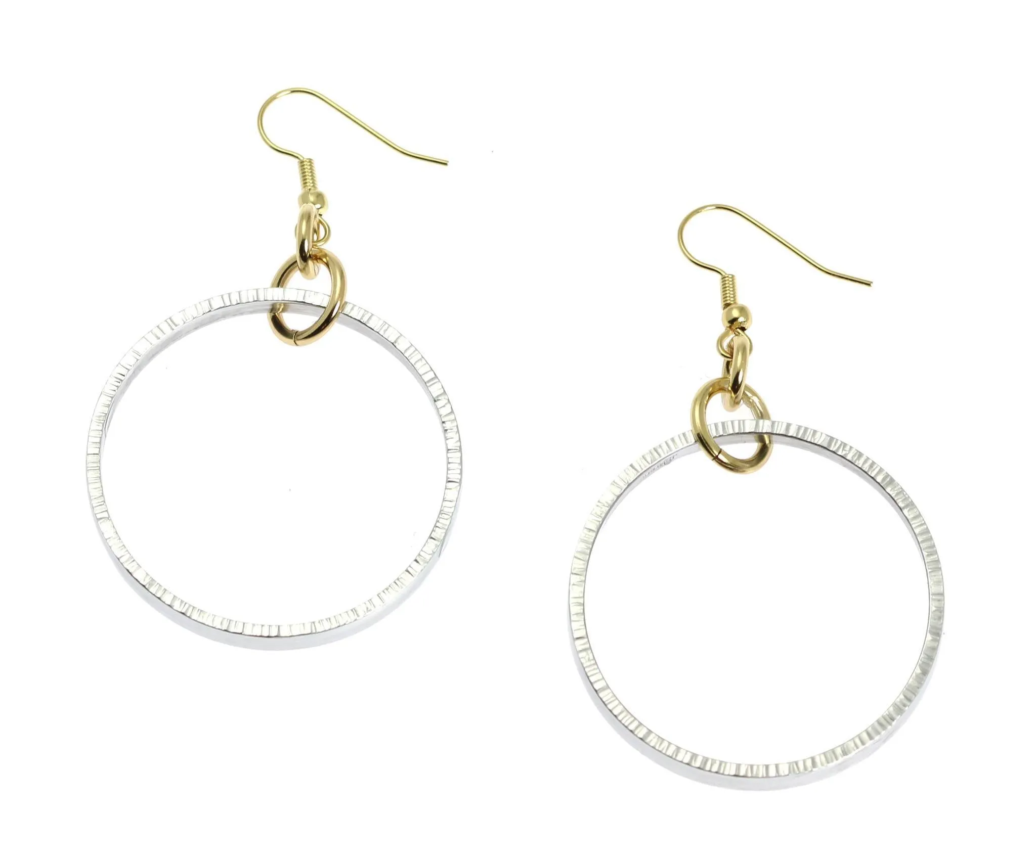 Chased Rim Aluminum Hoop Earrings