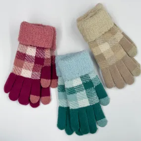 Checker Cuffed Winter Gloves