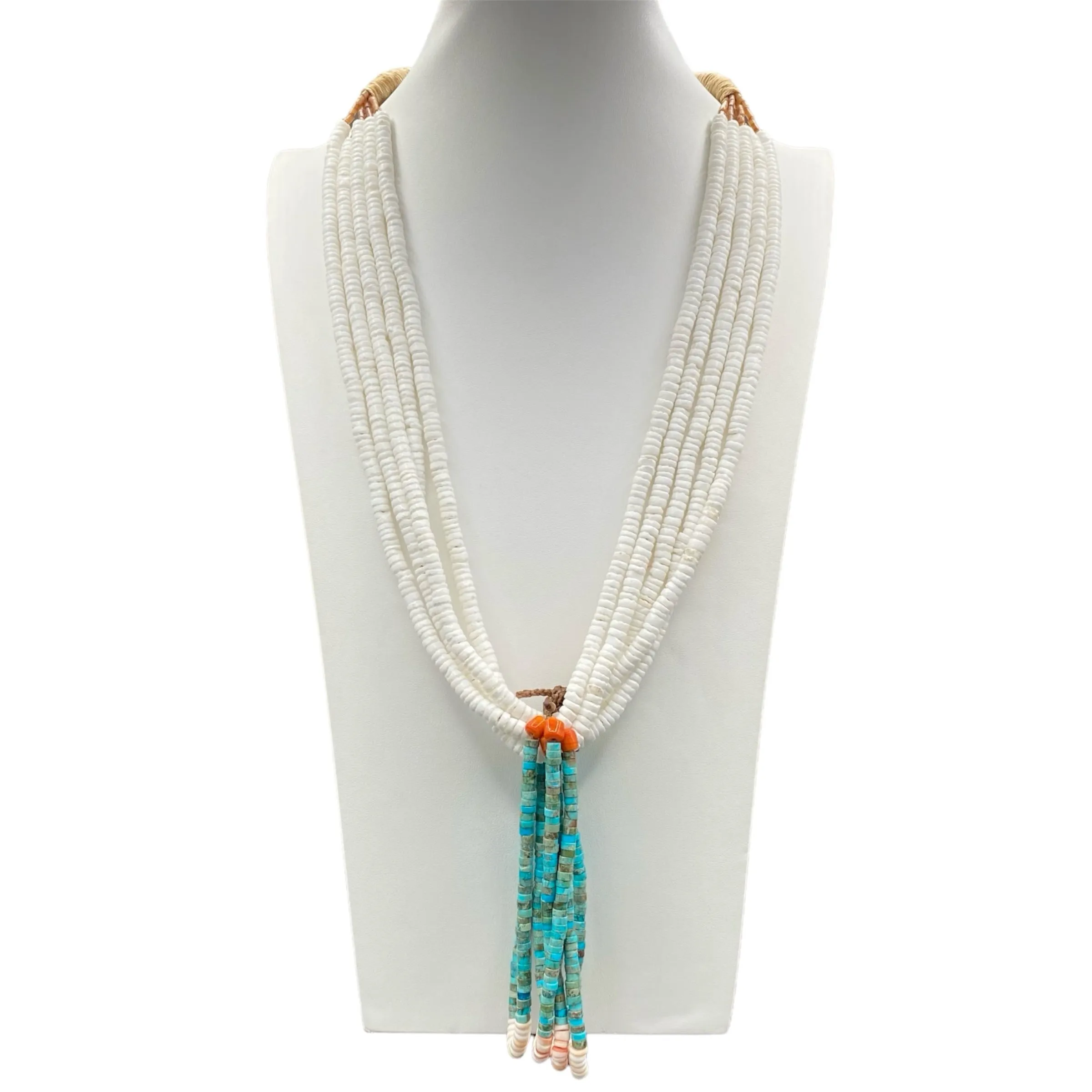 Clam Shell and Turquoise Jacla Necklace