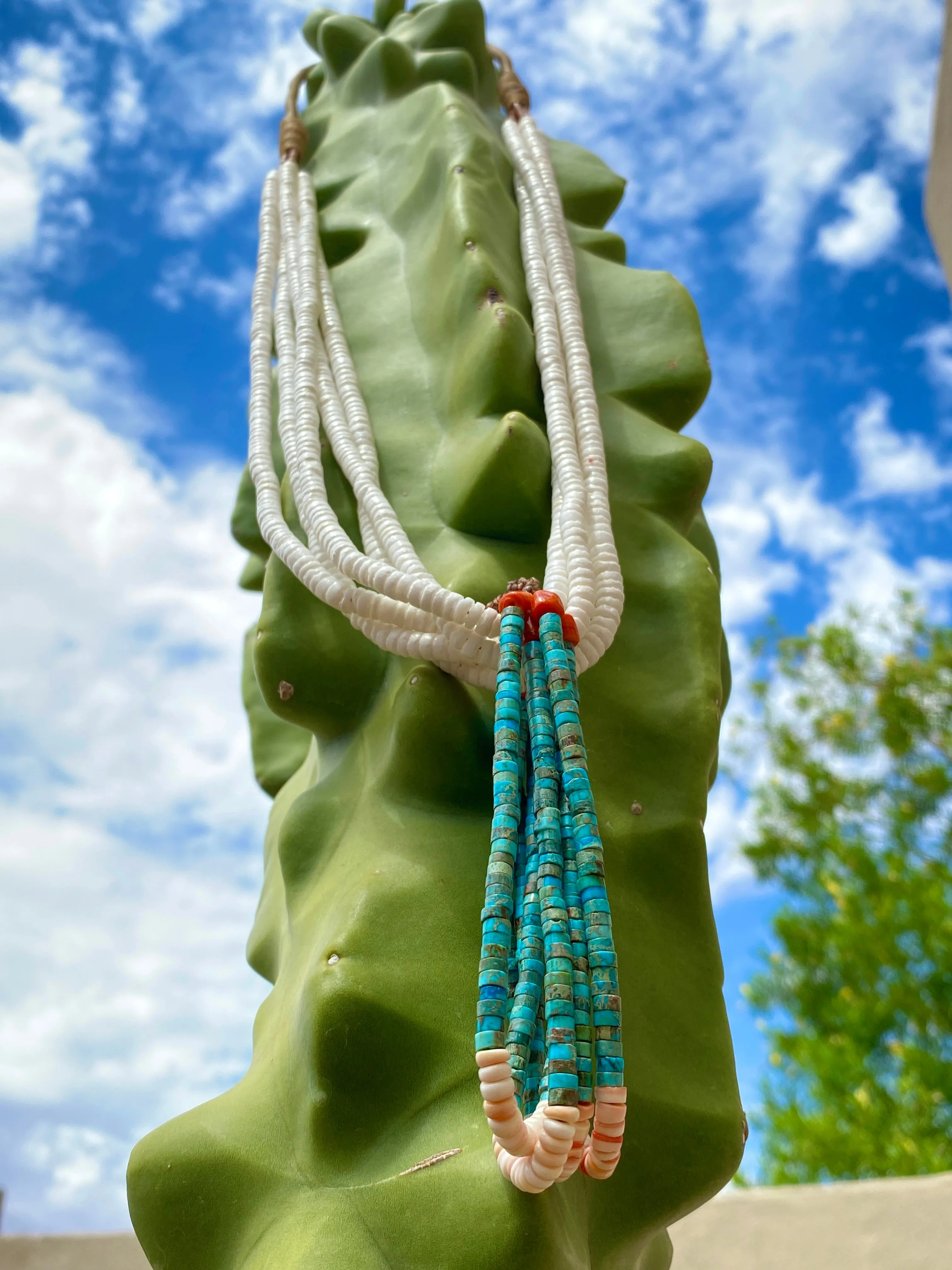 Clam Shell and Turquoise Jacla Necklace