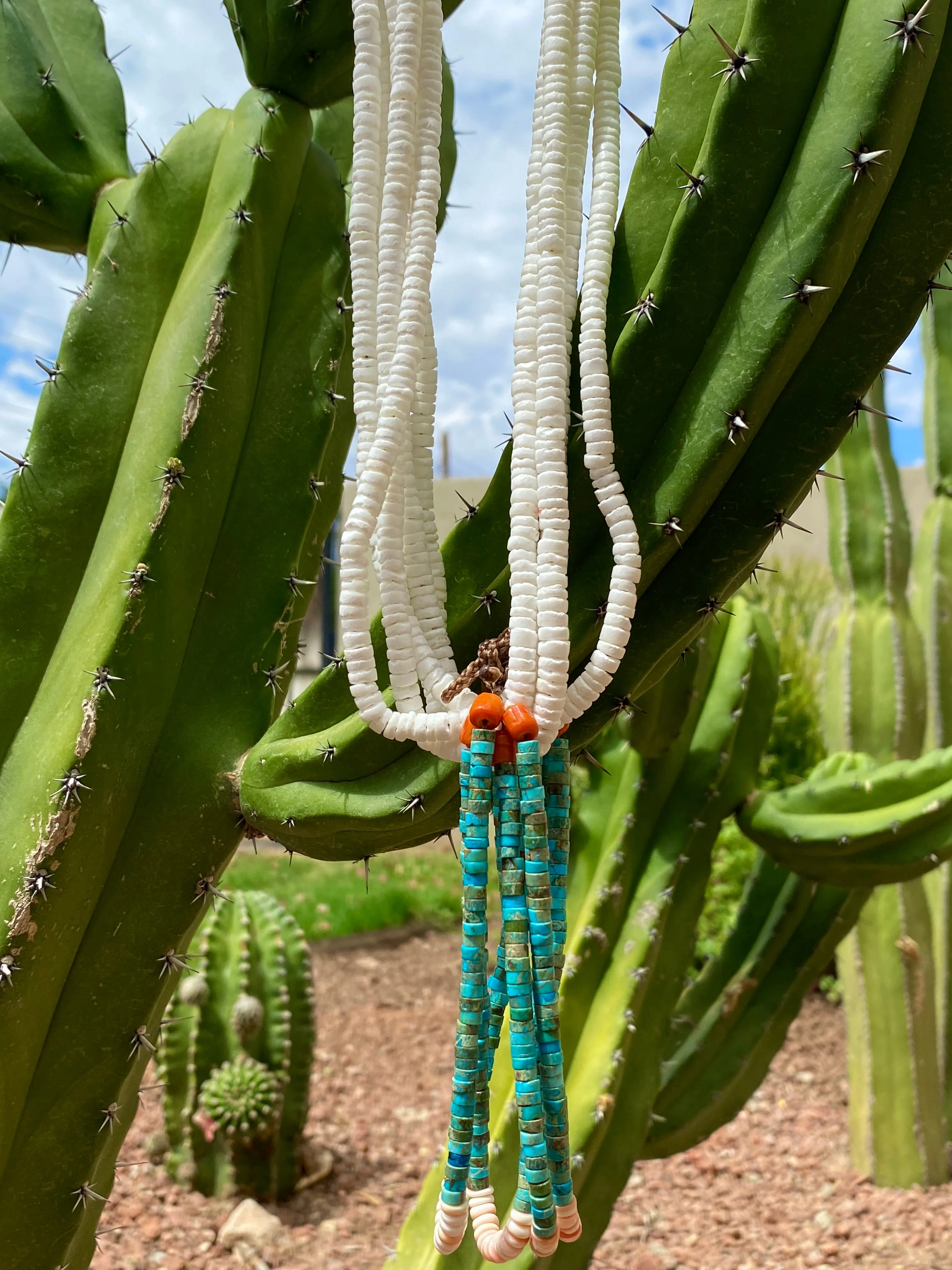 Clam Shell and Turquoise Jacla Necklace