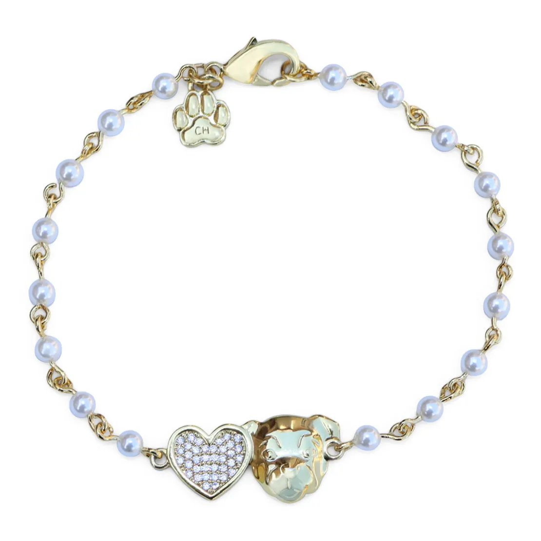 Cloud Haven Soft Hearted Pit Bull CZ Bracelet White