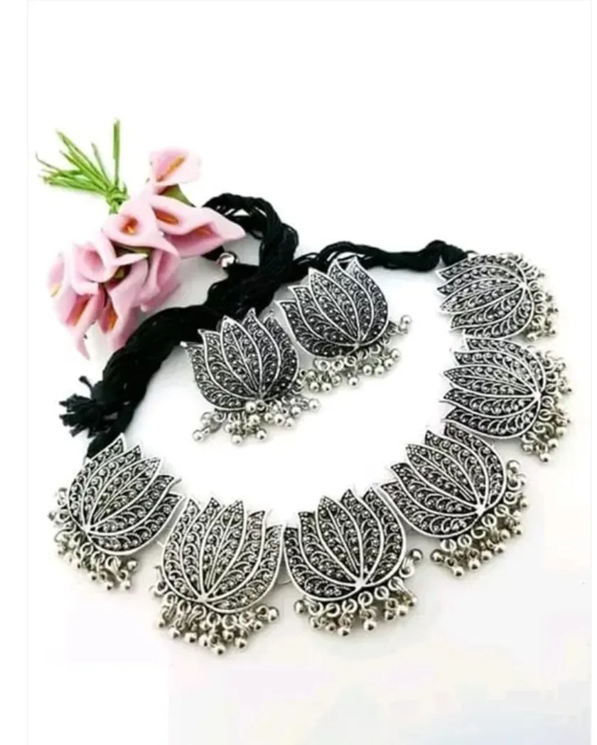 Combo Of 2 Women Silver- Toned & Studded Jewellery Set