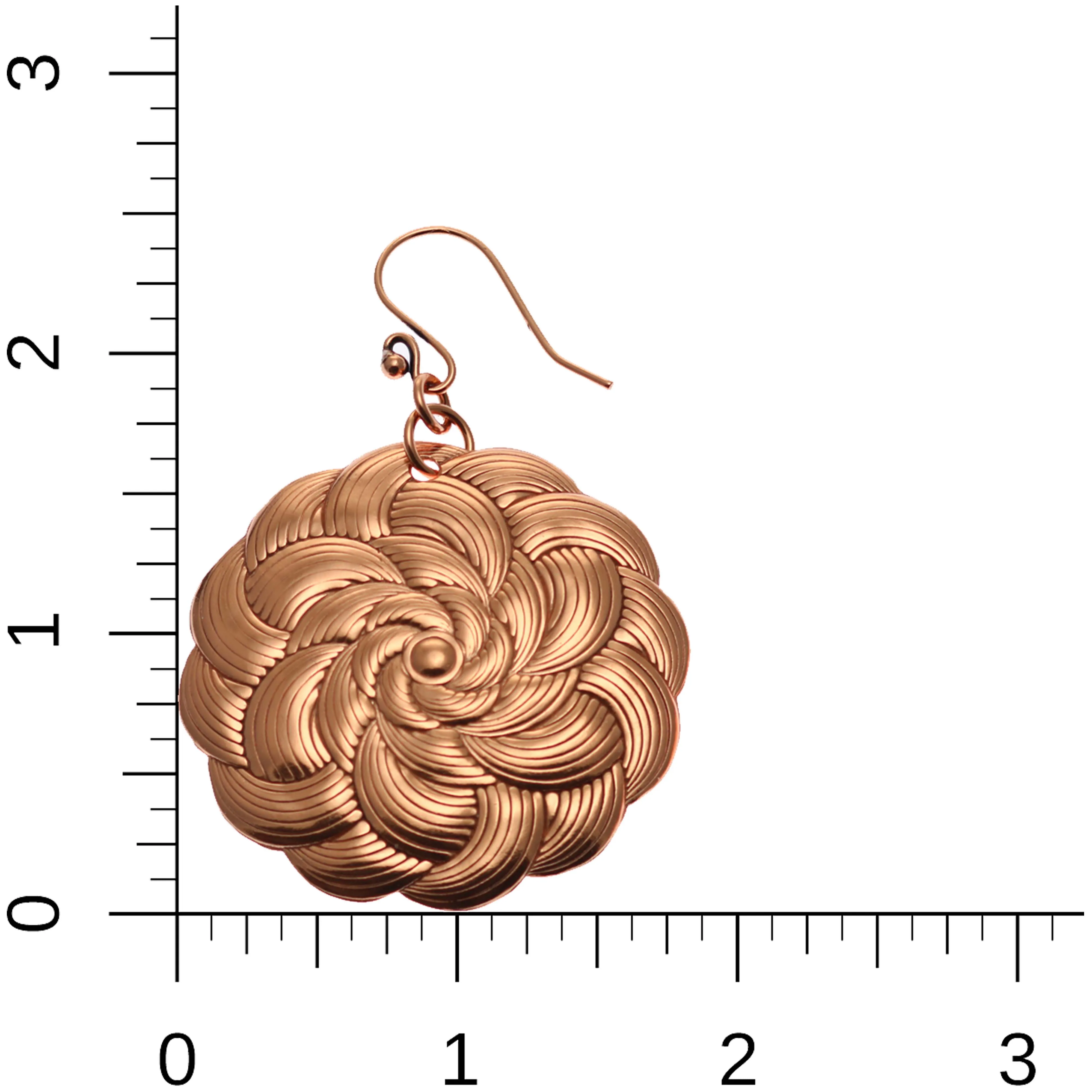 Copper Mandala Disc Drop Earrings