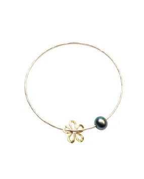 Dark Tahitian-Styled Melia Flower Pearl bangle