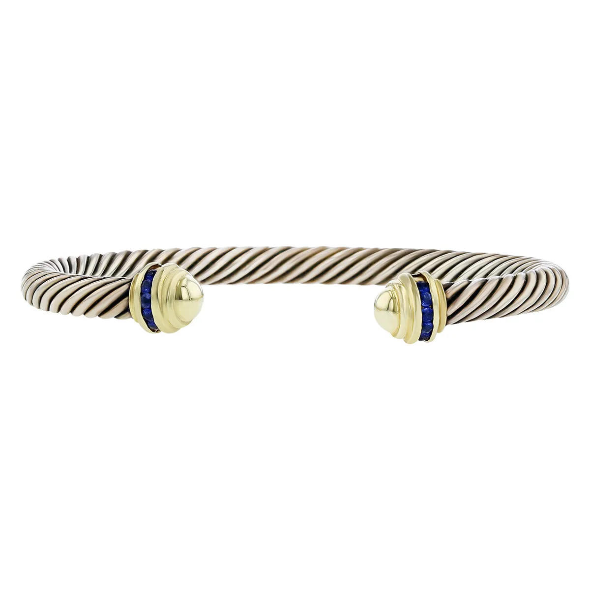 David Yurman Cable Classic Bracelet with Gold Dome and Sapphire