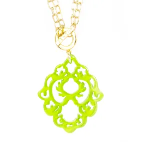 Deco Pendant Necklace - Lime