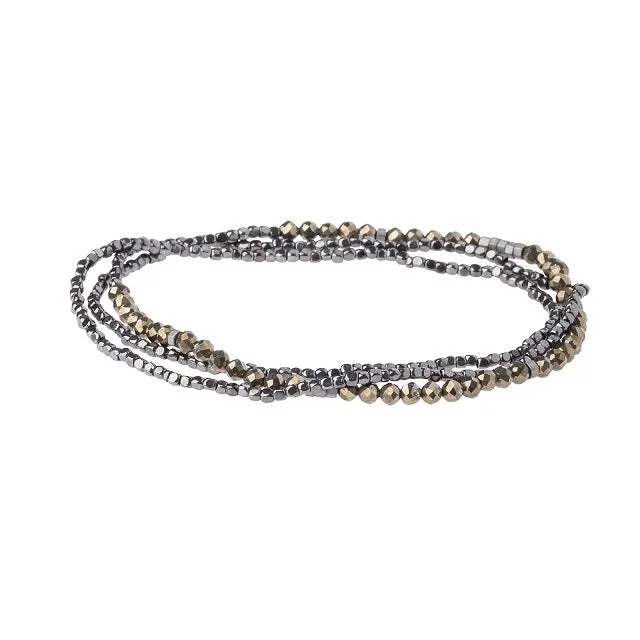 Delicate Stone Wrap Bracelet/Necklace - Pyrite