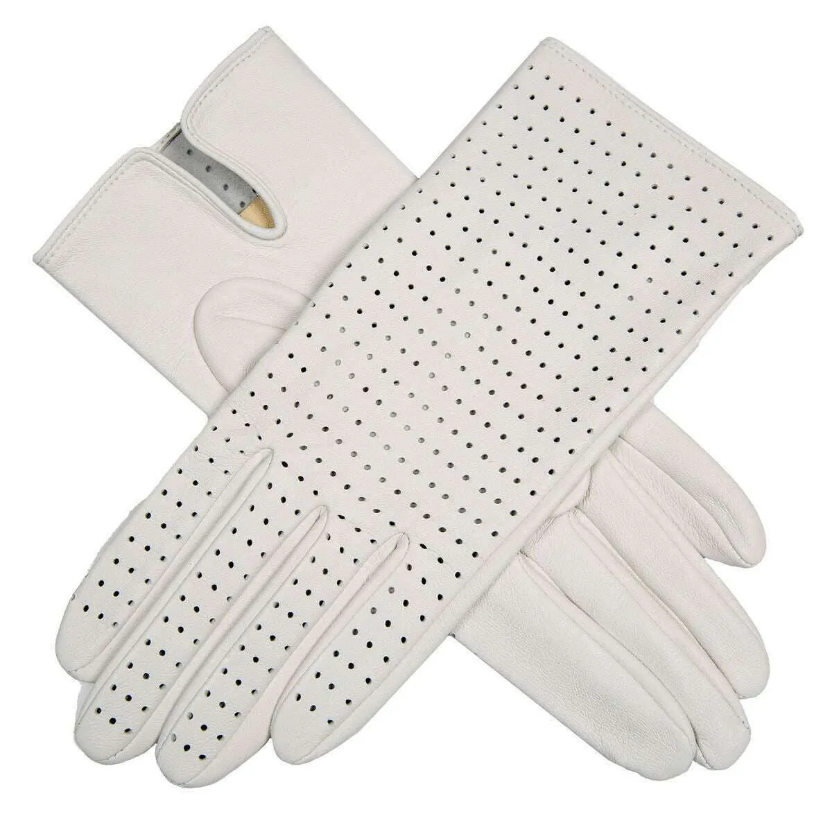 Dents Florence Perforated Leather Gloves - Pearl Cream