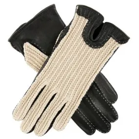 DENTS Kelly Crochet Back Leather Driving Gloves - Women's - Neutral & Black