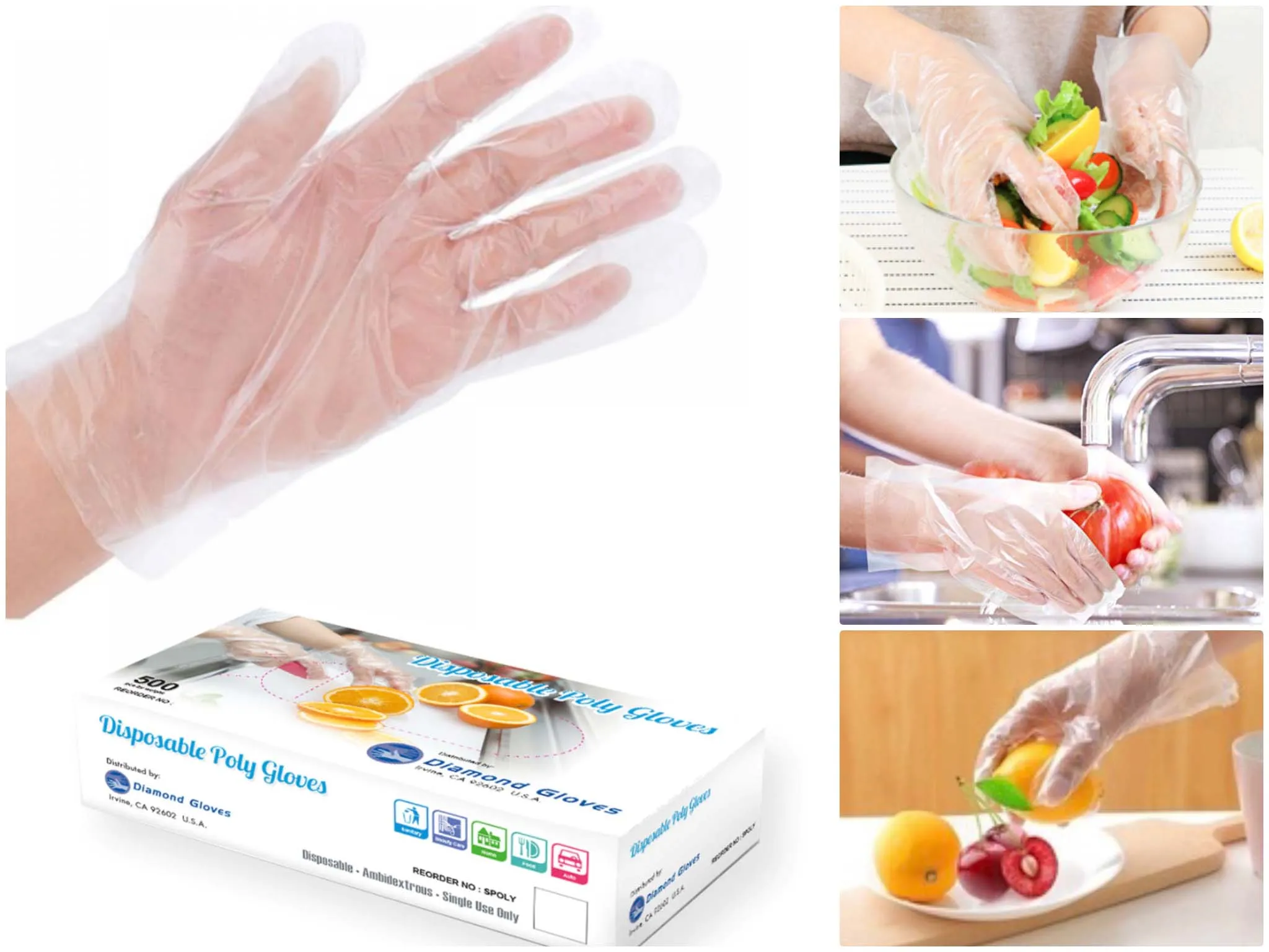 Disposable Poly Gloves Powder Free Multi-Purpose Polyethylene Gloves, 100 Cases (Bulk)