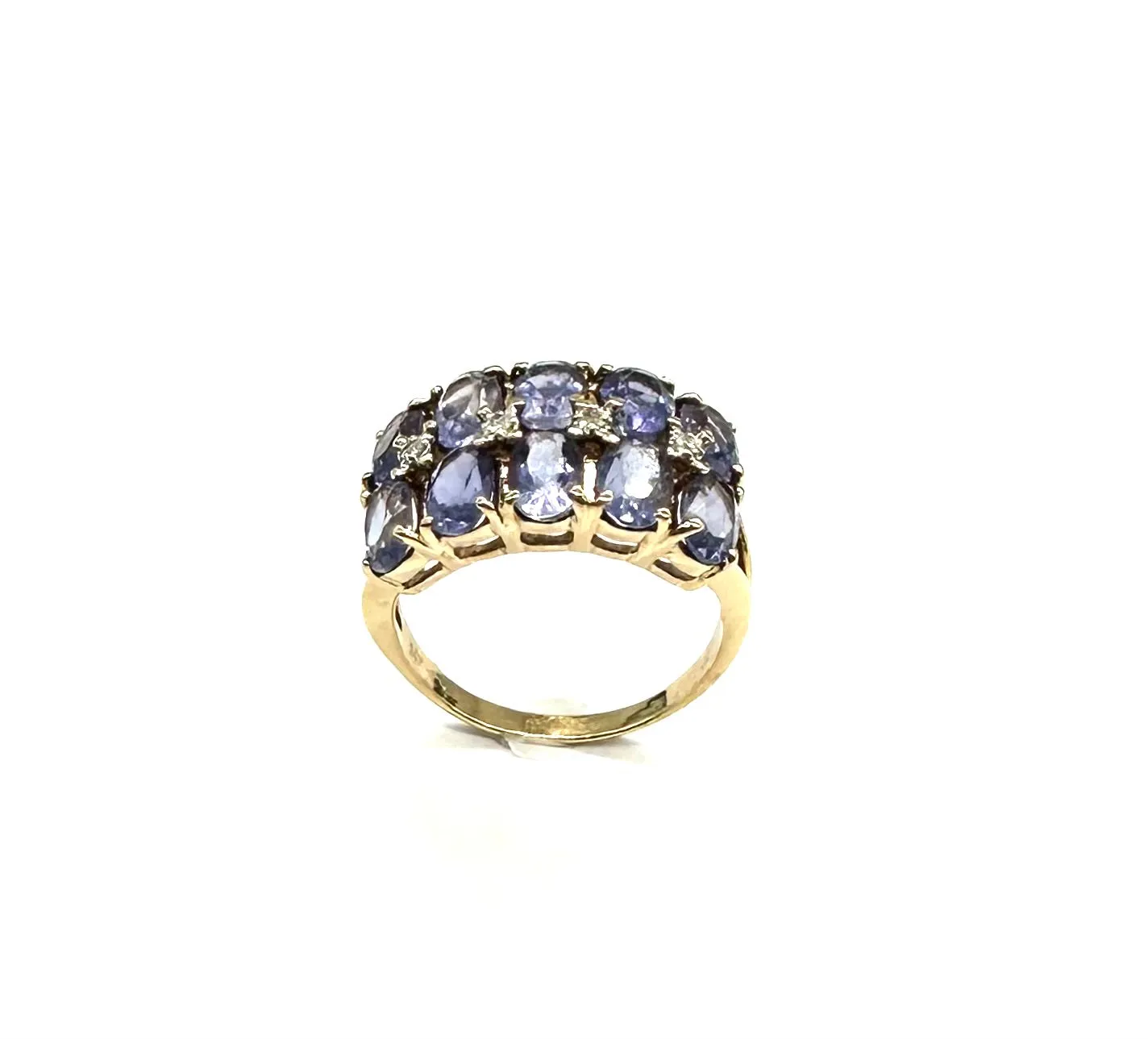 Double Row Tanzanite & Diamond Accent Ring