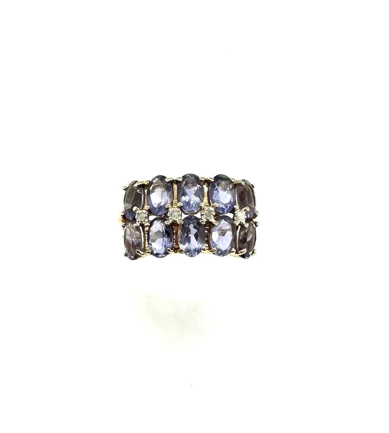 Double Row Tanzanite & Diamond Accent Ring