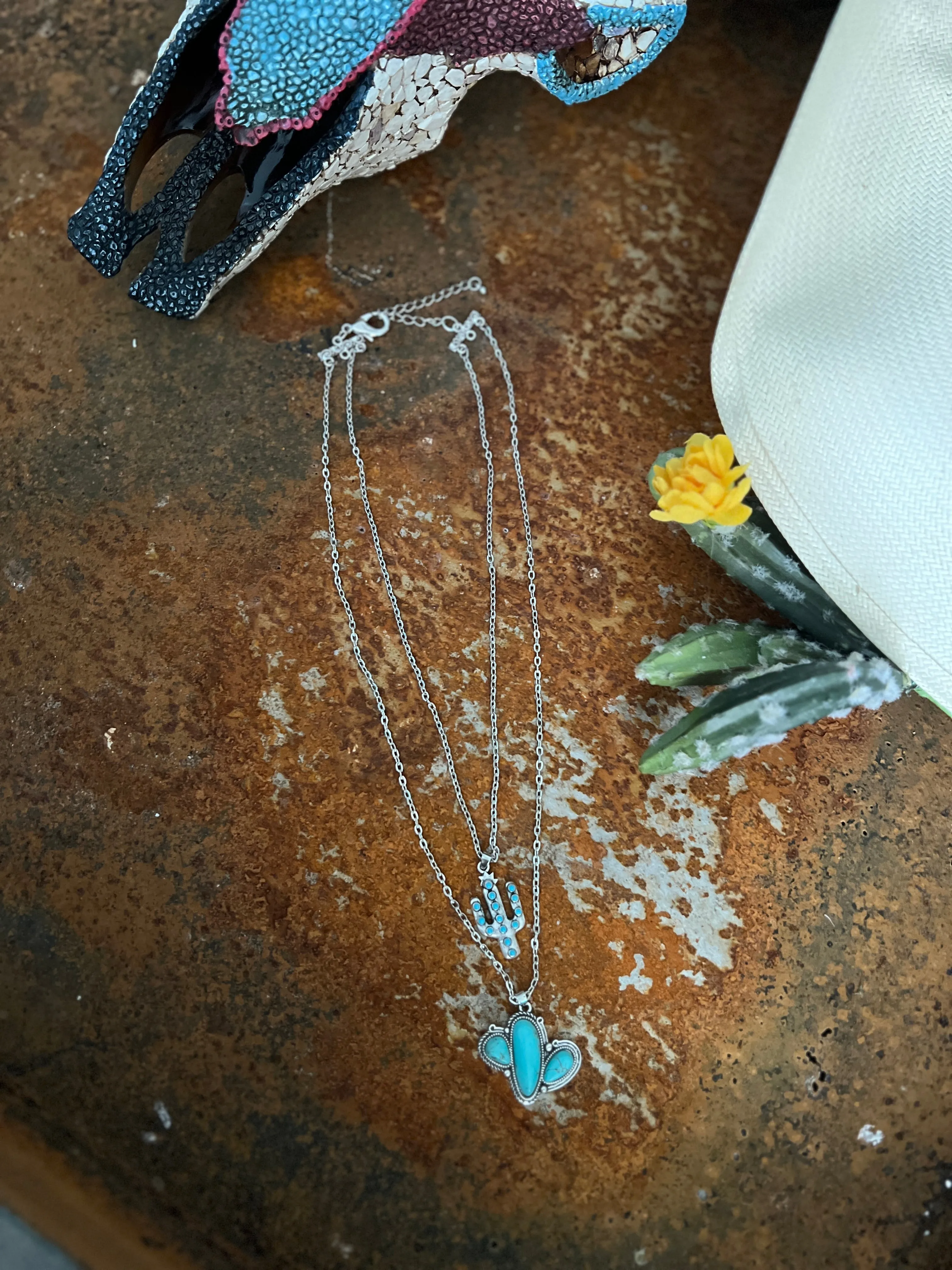 Double Stranded Chain Cactus Necklace