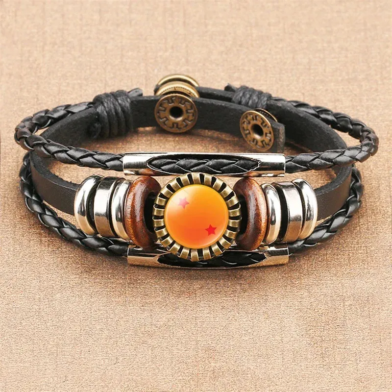 DragonBall Gemstone Cowhide Bracelet - Hand-Woven Jewelry Gift