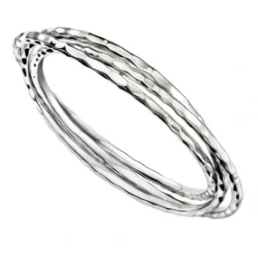 Elements Silver Hammered Triple Bangle B4815