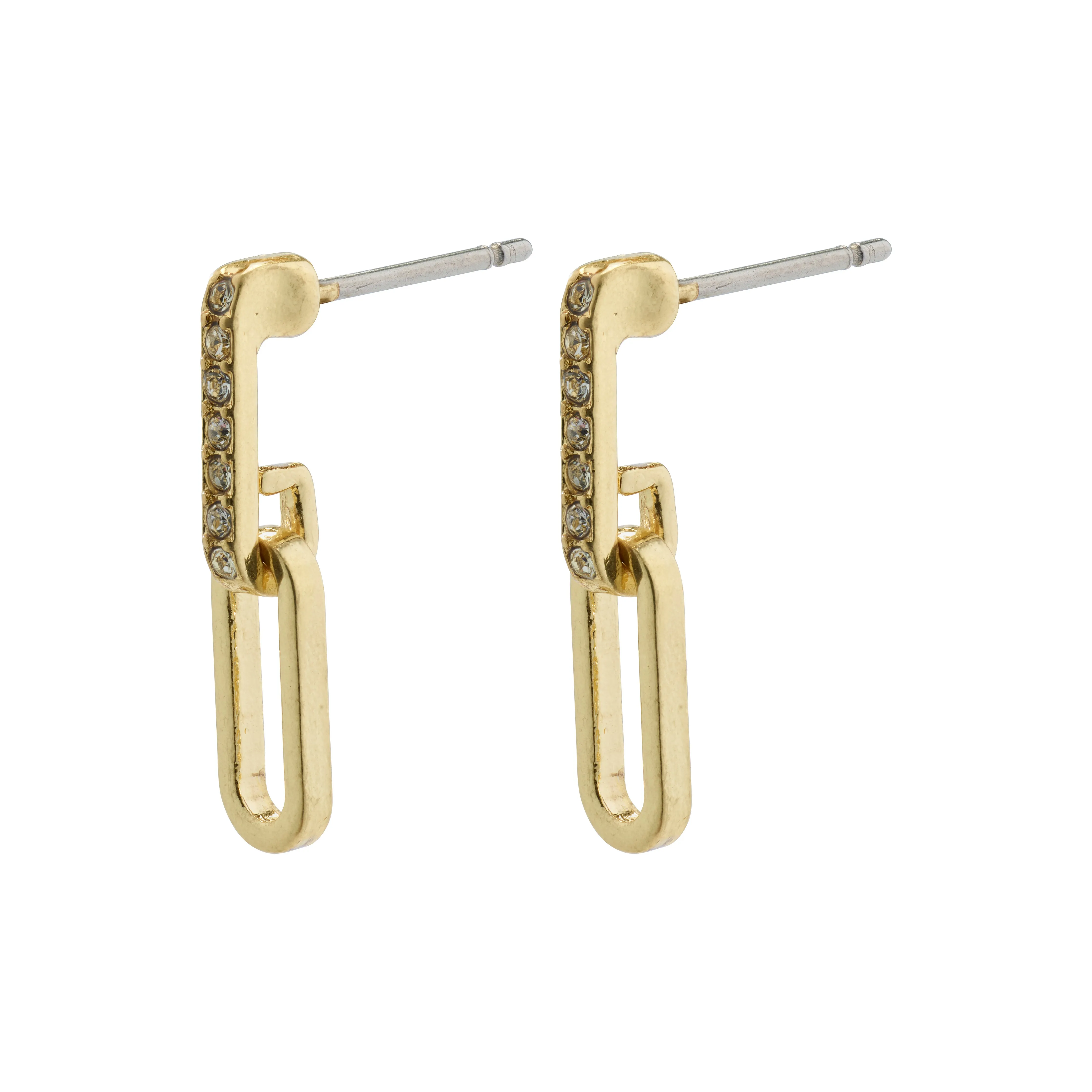 ELISE recycled oval link crystal earrings gold-plated