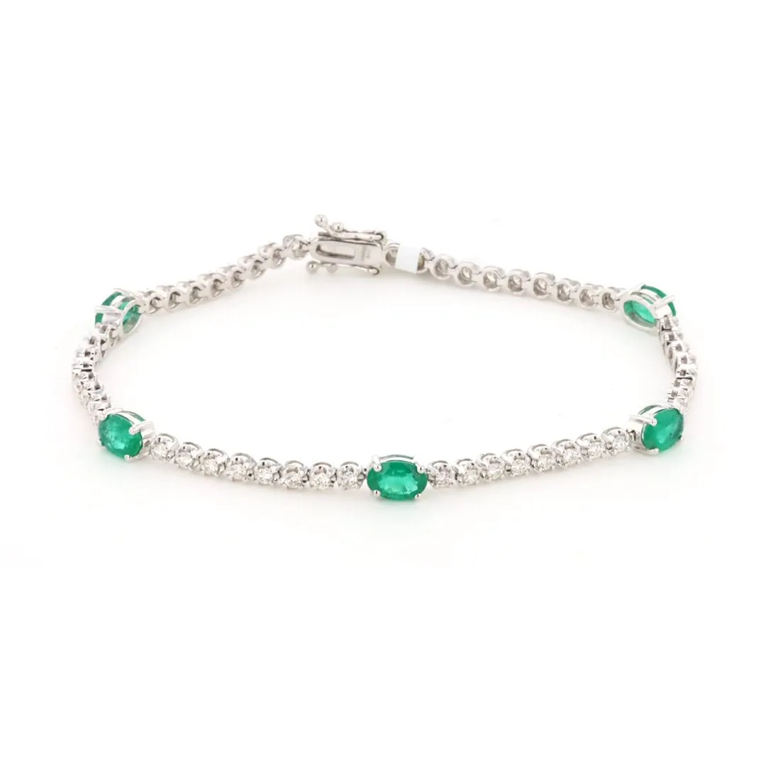 Emerald & Diamond Tennis Bracelet