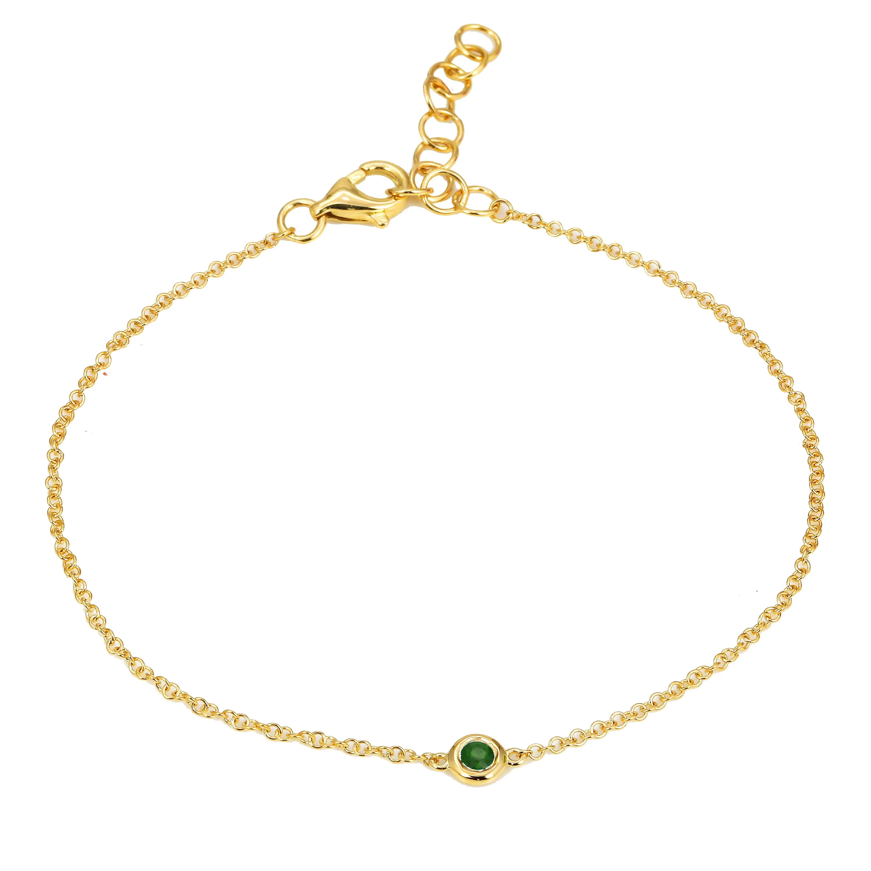 Emerald Bezel Charm Link Bracelet