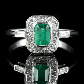 Emerald Diamond Engagement Ring 18Ct White Gold