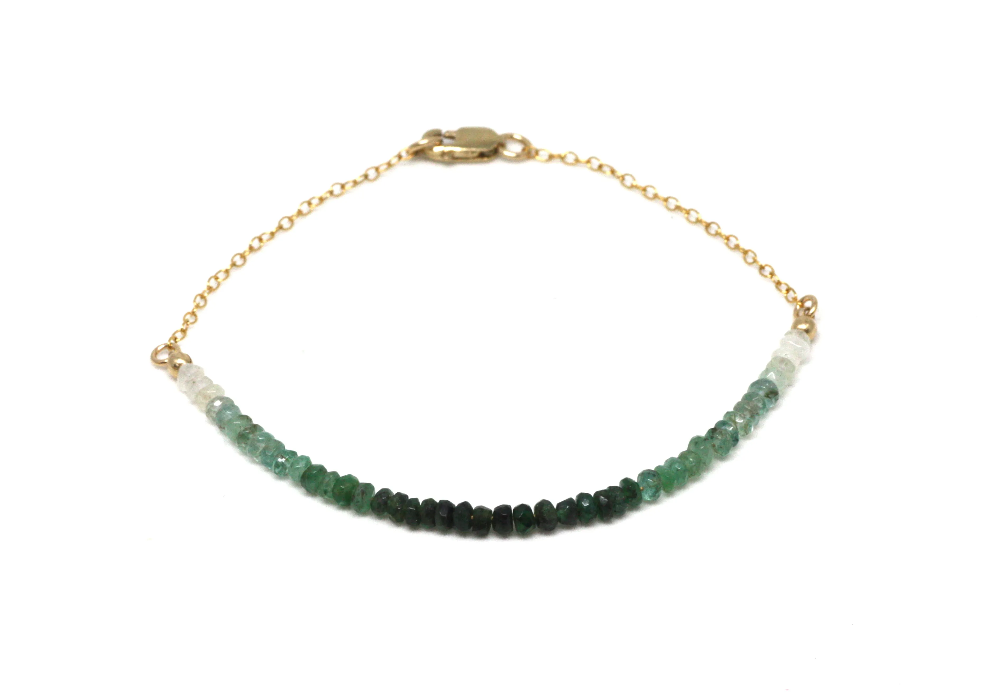 Emerald Ombré Gemstone Half Bar Bracelet