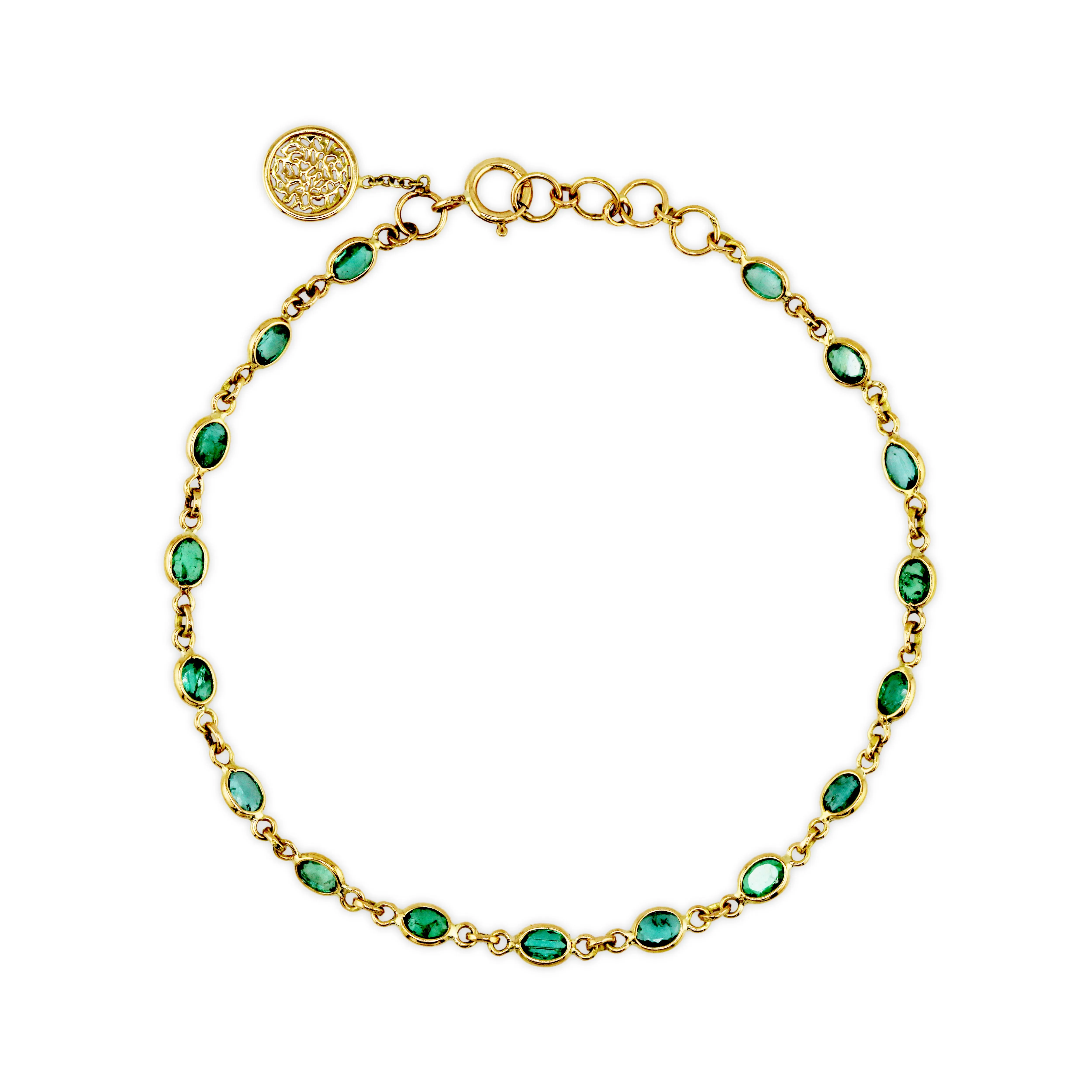 Emerald Oval Bracelet In 18K Yellow Gold