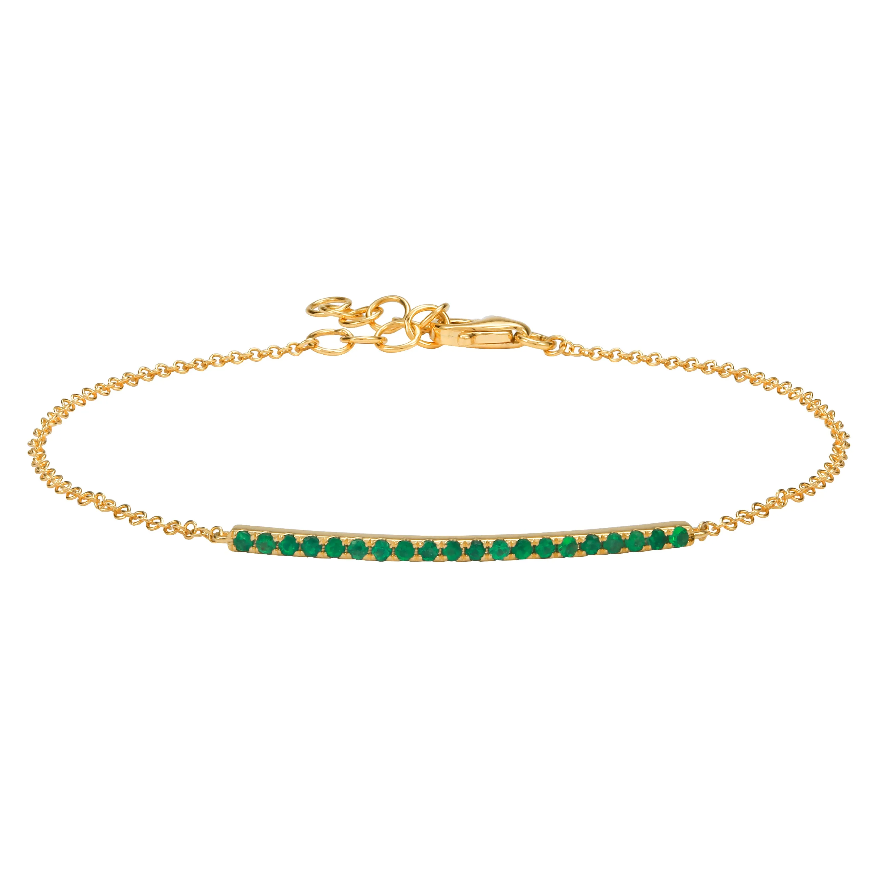 Emerald Skinny Bar Charm Link Bracelet