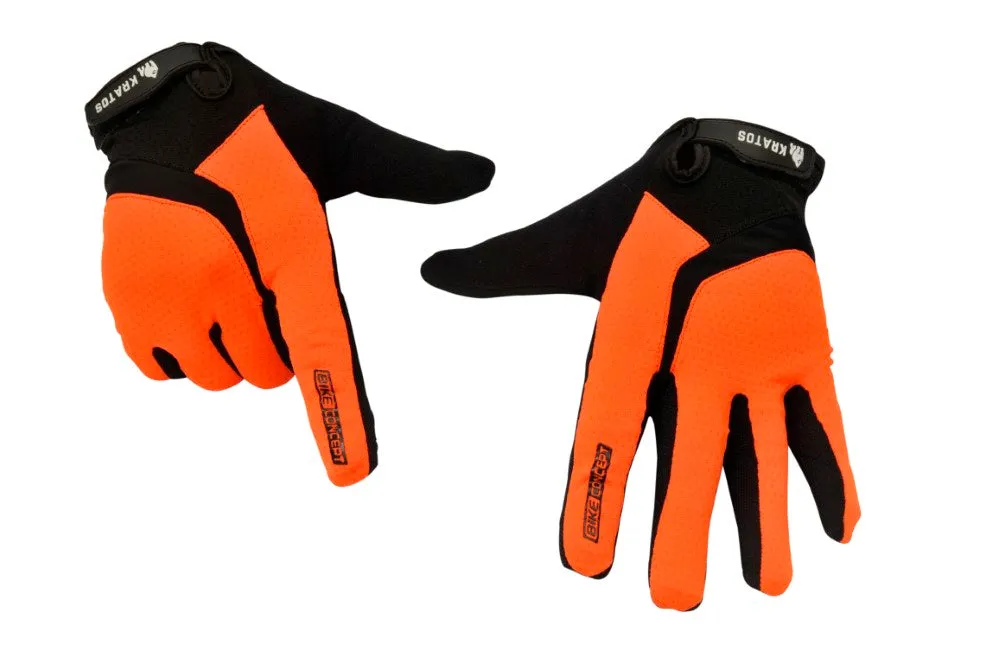 Enduro MTB Orange Full Finger Gloves For Women & Men | Anti-Slip | Touchscreen