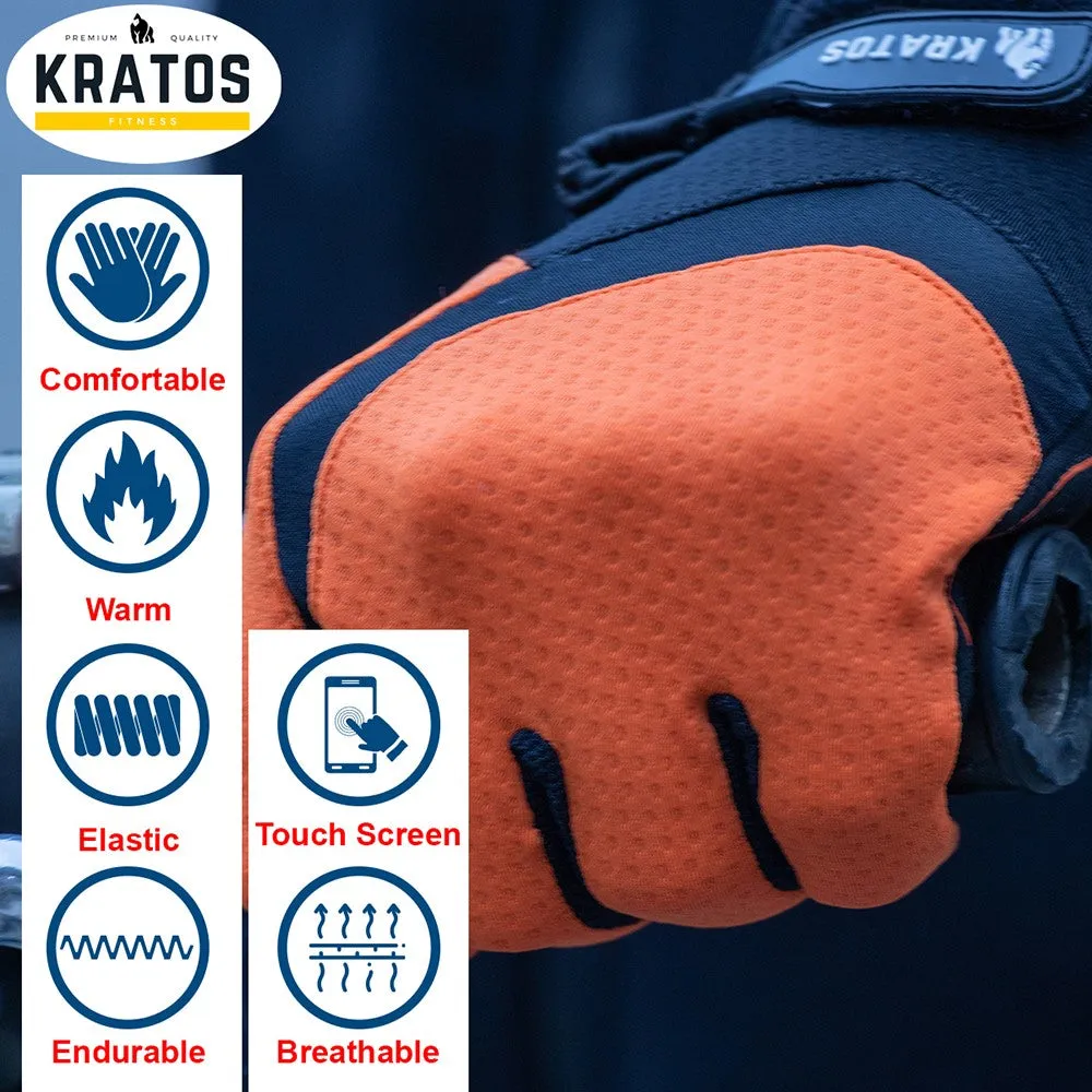 Enduro MTB Orange Full Finger Gloves For Women & Men | Anti-Slip | Touchscreen