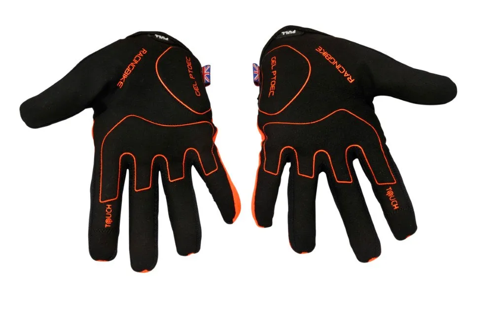 Enduro MTB Orange Full Finger Gloves For Women & Men | Anti-Slip | Touchscreen