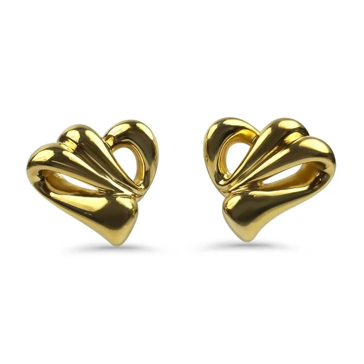 Estate 18k Yellow Gold Freeform Stud Earrings